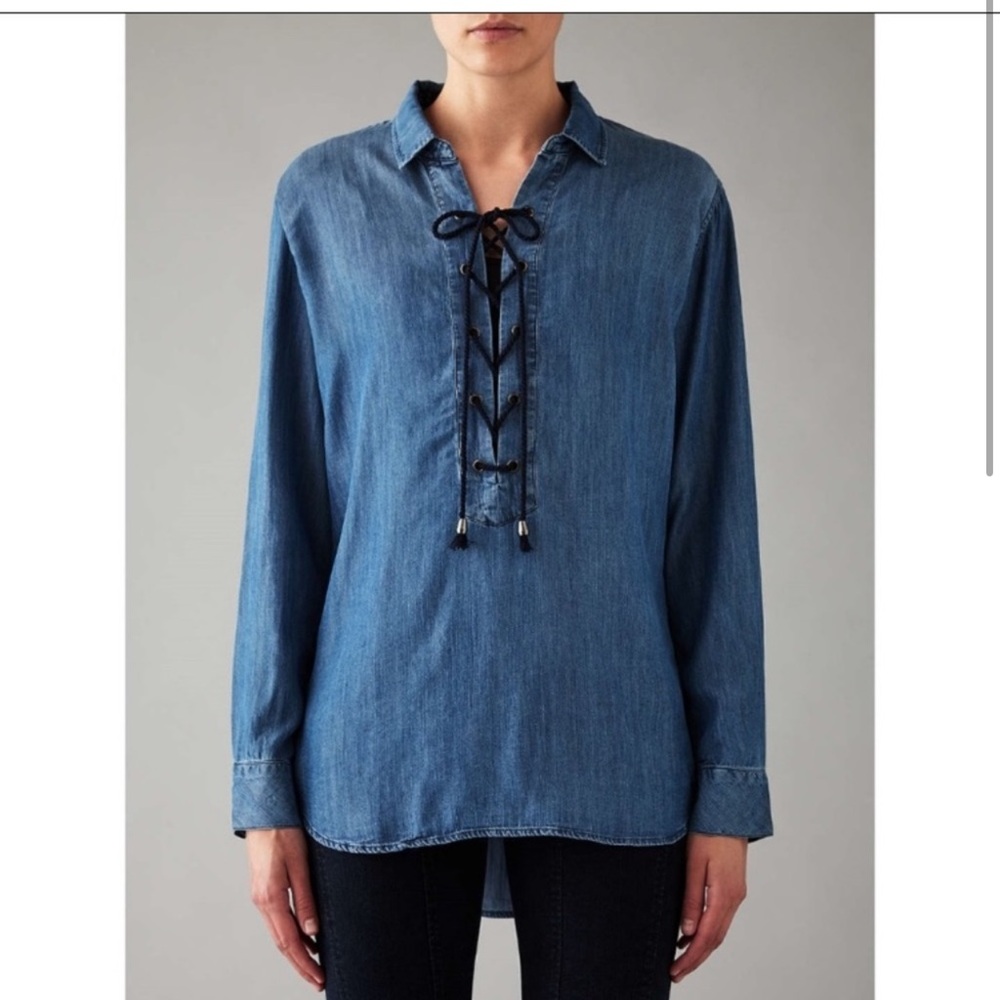 RAILS❤️ Raquel Lace Up Denim Blouse M